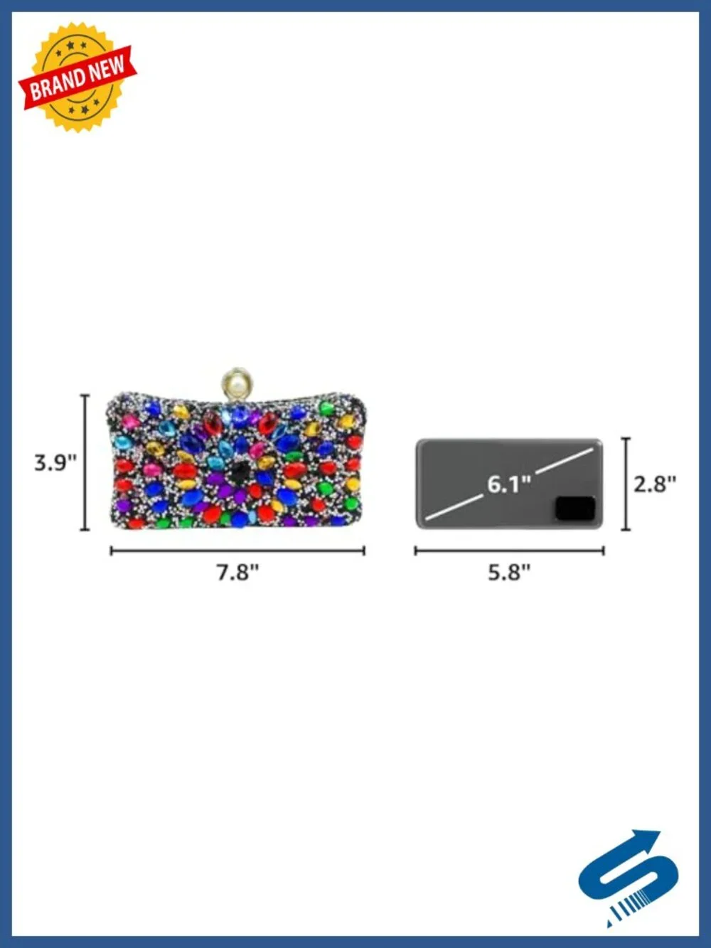 Crystal Clutch Evening Bag with Pearl Clasp Rhinestone Purse
